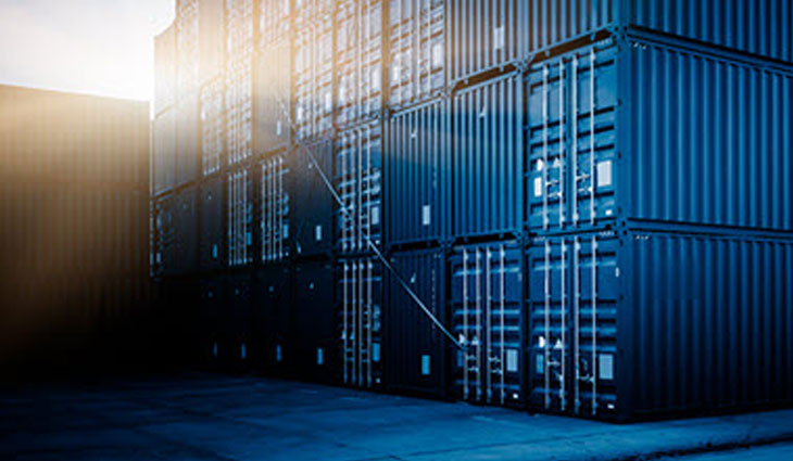 cargo containers at sunset with blue overlay